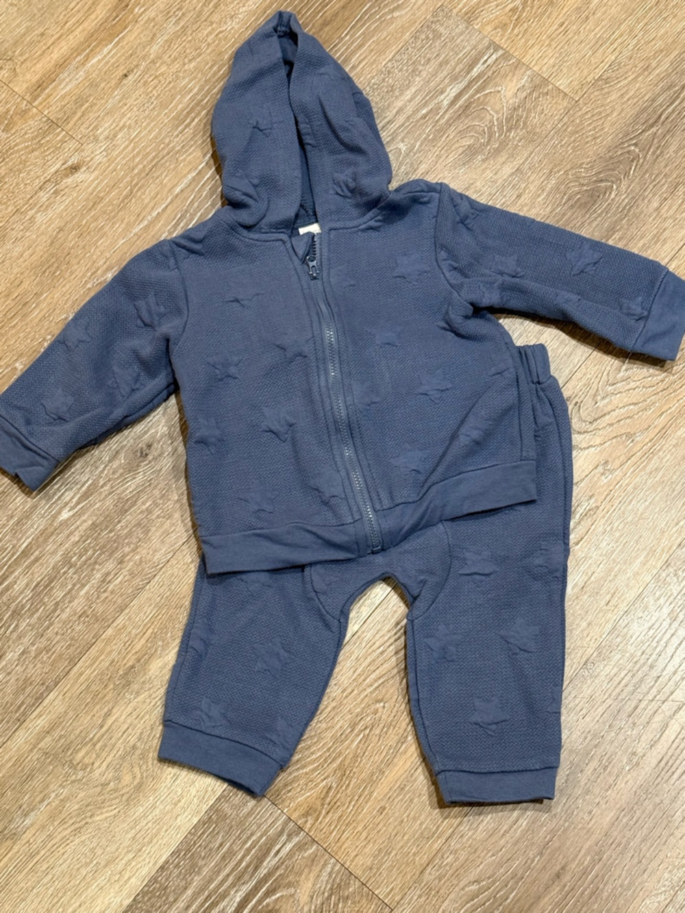 First Impressions Navy Textured Star Hoodie l/Sweat Set